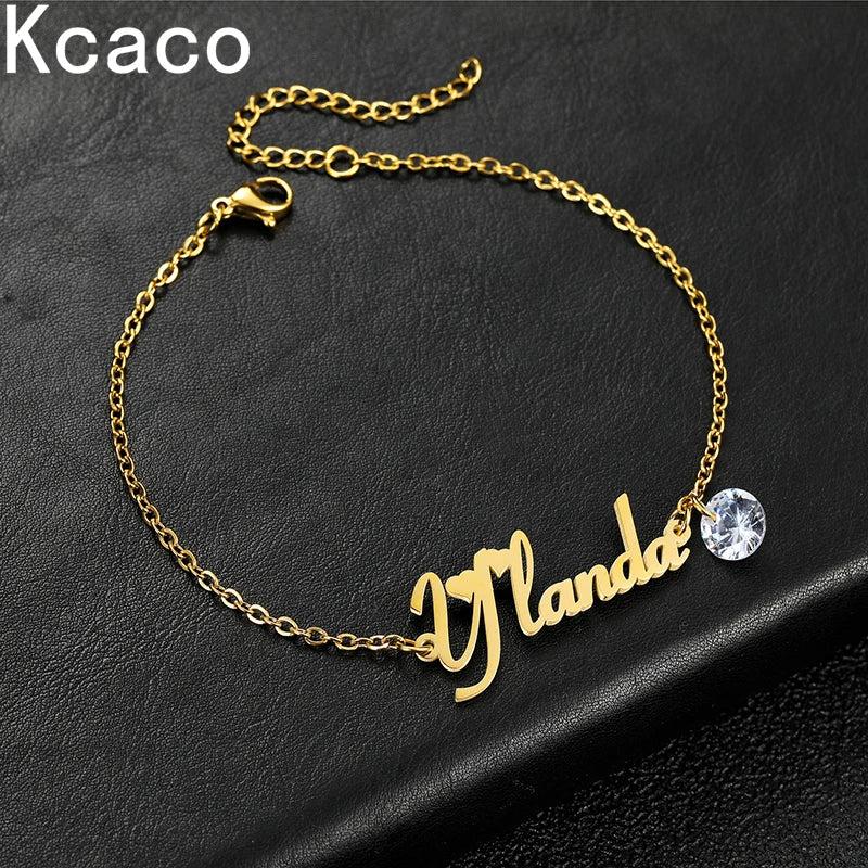 Birthstone Letter Bracelet - Personalized Women ID Name Bracelets