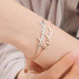 Women's Stainless Steel Name Bracelet Letter Charm Personalized Jewelry