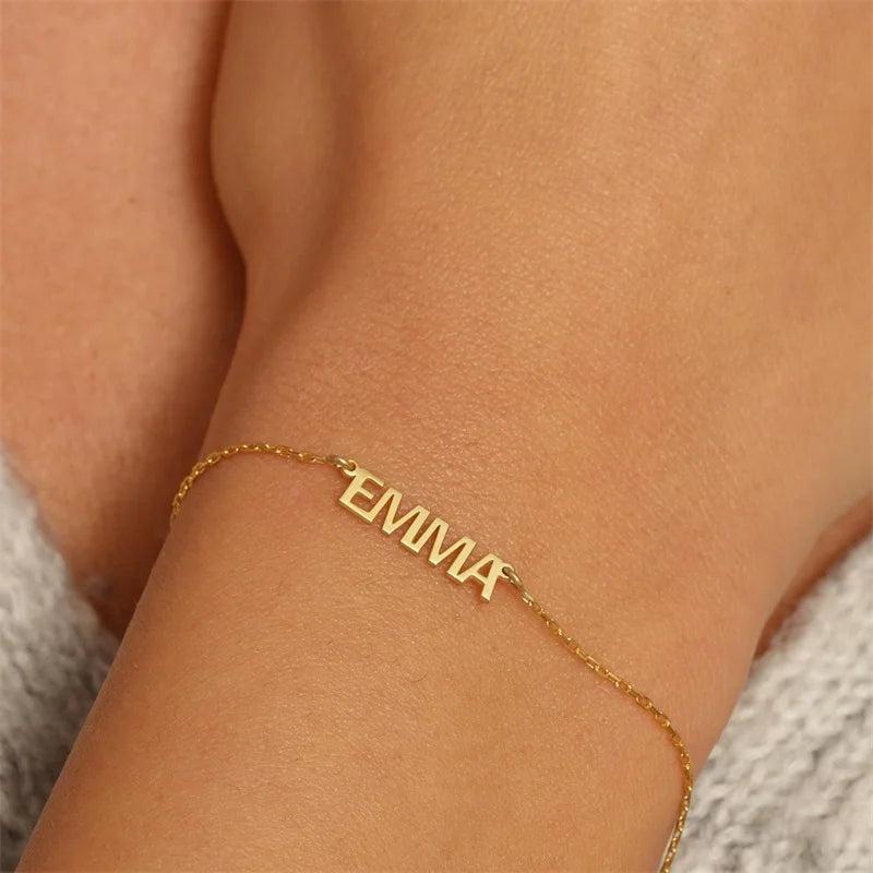 Personalized Name Bracelet Stainless Steel Charms Engraved Love Bangle