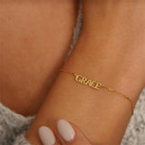 Personalized Name Bracelet Stainless Steel Charms Engraved Love Bangle