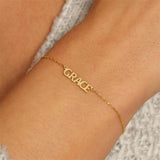 Personalized Name Bracelet Stainless Steel Charms Engraved Love Bangle