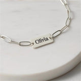 Rose Stainless Steel Clip Chain Bracelet Name Necklace