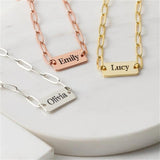 Rose Stainless Steel Clip Chain Bracelet Name Necklace
