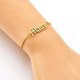 Personalized Name Bracelet Old English Letter Adjustable Chain