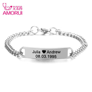 Custom Name Letter Bracelet Stainless Steel ID Bangle, Anniversary Gift