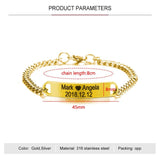 Custom Name Letter Bracelet Stainless Steel ID Bangle, Anniversary Gift