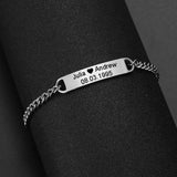 Custom Name Letter Bracelet Stainless Steel ID Bangle, Anniversary Gift