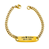 Custom Name Letter Bracelet Stainless Steel ID Bangle, Anniversary Gift