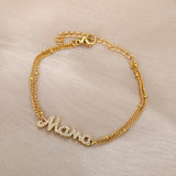 Double Layer Rhinestone Name Bracelet Mama Hand Chain Jewelry