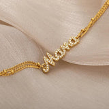 Double Layer Rhinestone Name Bracelet Mama Hand Chain Jewelry