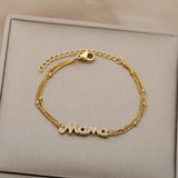 Double Layer Rhinestone Name Bracelet Mama Hand Chain Jewelry