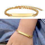 Personalized Kids Baby Chain Bracelet Stainless Steel Silver Engrave Name