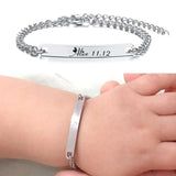 Personalized Kids Baby Chain Bracelet Stainless Steel Silver Engrave Name