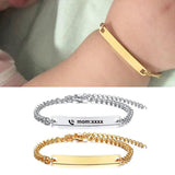 Personalized Kids Baby Chain Bracelet Stainless Steel Silver Engrave Name