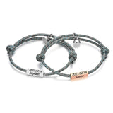Personalized Couples Bracelets with Name and Date, Magnetic Clasp Lock