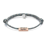 Personalized Couples Bracelets with Name and Date, Magnetic Clasp Lock