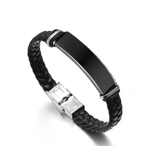 XIDNT Punk Personality Leather Bracelet Men's Stainless Steel Wristband