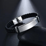 XIDNT Punk Personality Leather Bracelet Men's Stainless Steel Wristband