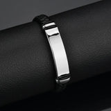 XIDNT Punk Personality Leather Bracelet Men's Stainless Steel Wristband
