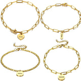 Heart Pendant Engraved Bracelet Stainless Steel ID Letters Couple Jewelry