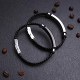 SHOUMAN Personalized Leather Bracelet Engraved Name Date Logo