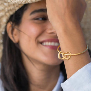 Engraved Name Bar Bracelets for Women Stainless Steel Date Bangles