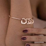 Engraved Name Bar Bracelets for Women Stainless Steel Date Bangles