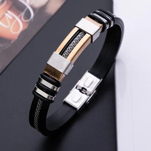 SHOUMAN Personalized Men's Punk Steel Bracelet with Baby Name Cross