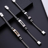 SHOUMAN Personalized Men's Punk Steel Bracelet with Baby Name Cross