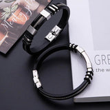 SHOUMAN Personalized Men's Punk Steel Bracelet with Baby Name Cross