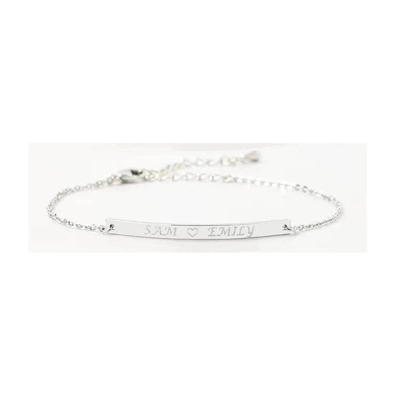 Engrave Name Personalized Bracelets Stainless Steel Couple Men Women