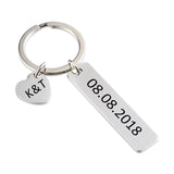 Couples Date Heart Charm Keychain