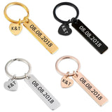 Couples Date Heart Charm Keychain