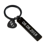 Couples Date Heart Charm Keychain