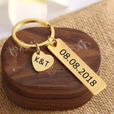 Couples Date Heart Charm Keychain