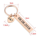 Couples Date Heart Charm Keychain
