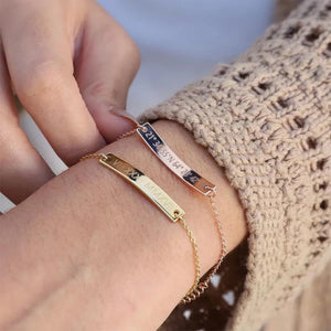 Engrave Name Lady Personalized Bracelet Stainless Steel Charm Bangle Gift