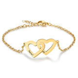Personalized Heart Bracelets with 2 Names Stainless Steel Engraved