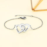 Personalized Heart Bracelets with 2 Names Stainless Steel Engraved