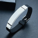 Engraved Silicone Bracelet Stainless Steel Bangle