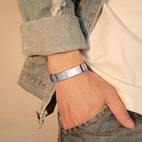 Engraved Silicone Bracelet Stainless Steel Bangle