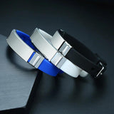 Engraved Silicone Bracelet Stainless Steel Bangle