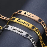 Engraved Name Bracelet Stainless Steel Personalized Cuban Chain Bangle