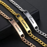 Engraved Name Bracelet Stainless Steel Personalized Cuban Chain Bangle
