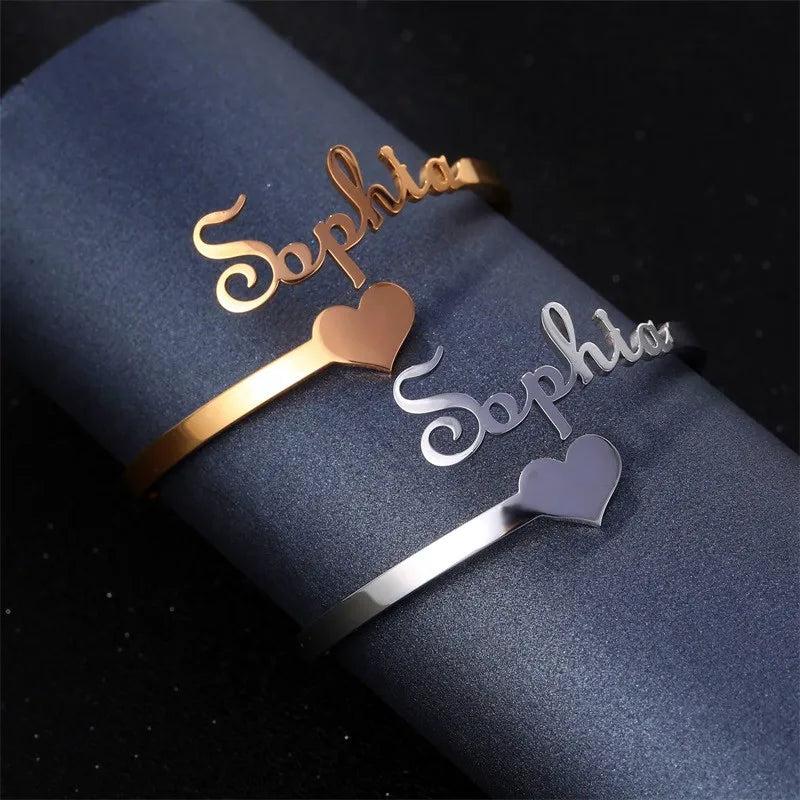 Customizable Name Cuff Bangles Stainless Steel Bracelets