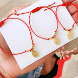 Red Rope Bangle with Gold Pendant - Anniversary Gift