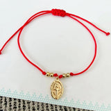 Red Rope Bangle with Gold Pendant - Anniversary Gift