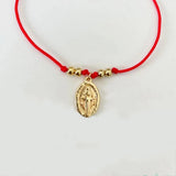 Red Rope Bangle with Gold Pendant - Anniversary Gift