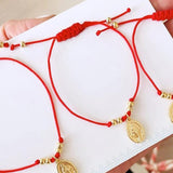 Red Rope Bangle with Gold Pendant - Anniversary Gift