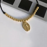 Red Rope Bangle with Gold Pendant - Anniversary Gift